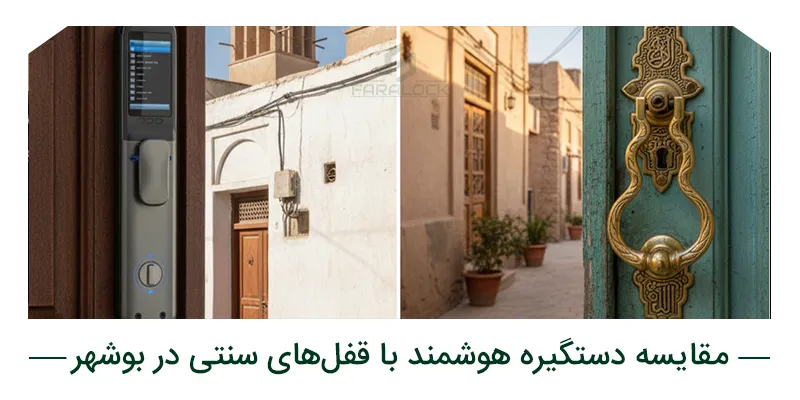 مقایسه دستگیره هوشمند با قفلهای سنتی در بوشهر
